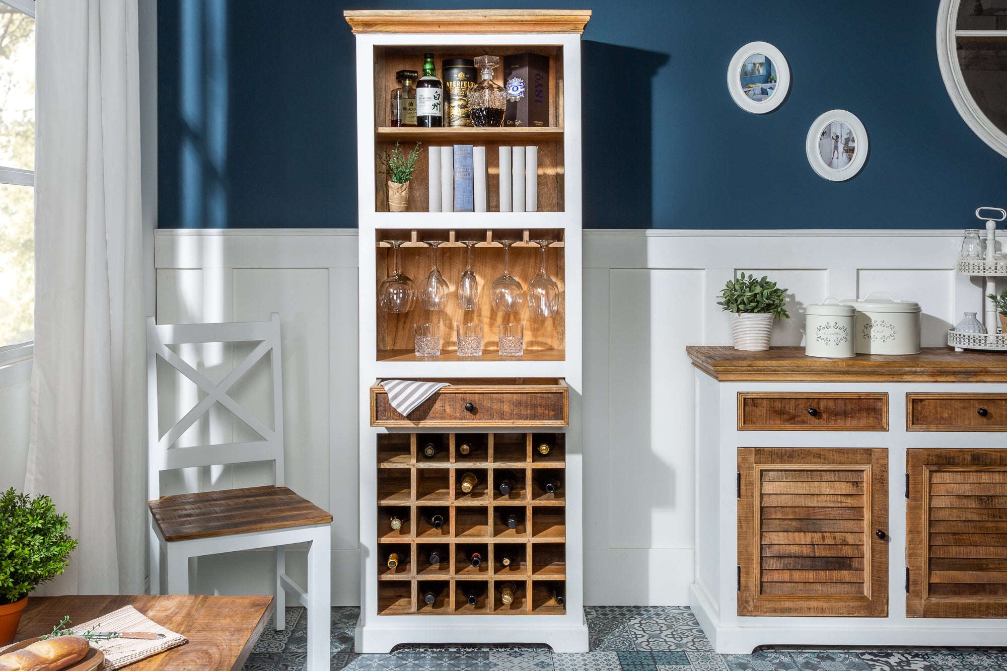 Curio cabinet store with wine rack