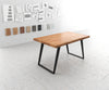 Dining Table Olympus Live Edge Acacia Wood Natural Slanted Frame Black 140-300cm