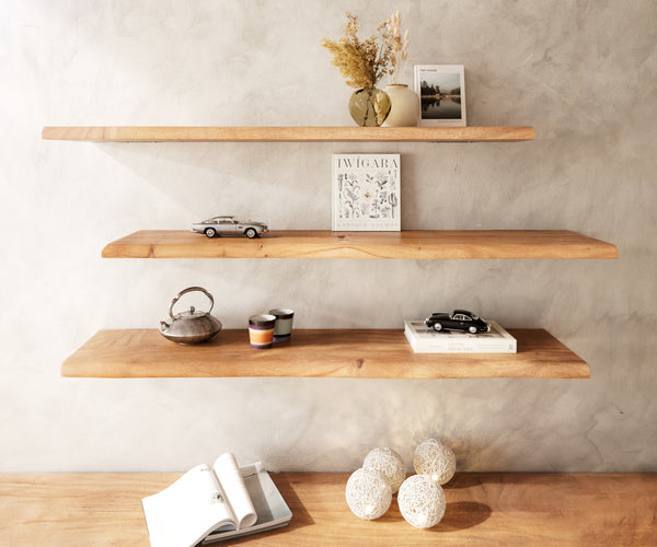 Wall Shelf Olympus Live-Edge 100-145 cm Acacia Wood Natural