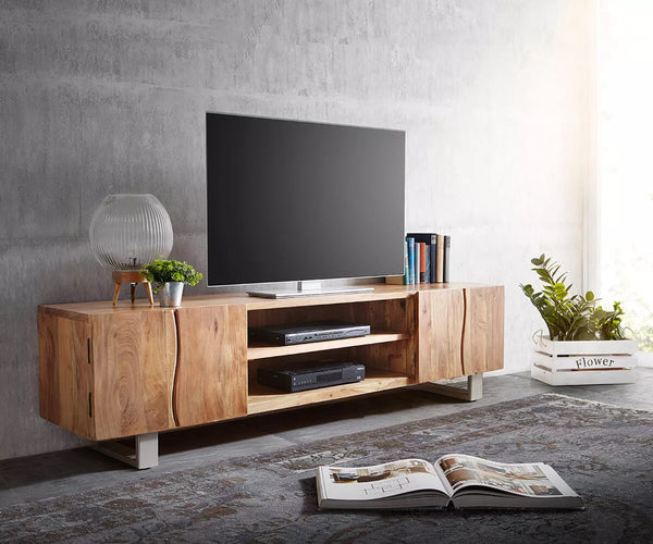 TV Stand Olympus Live-Edge 200-300 cm 2 Compartments Acacia Wood Natural