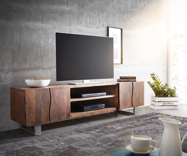 TV Stand Olympus Live-Edge 200-300 cm 2 Compartments Acacia Wood Brown