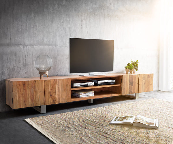 TV Stand Olympus Live-Edge 200-300 cm 2 Compartments Acacia Wood Natural