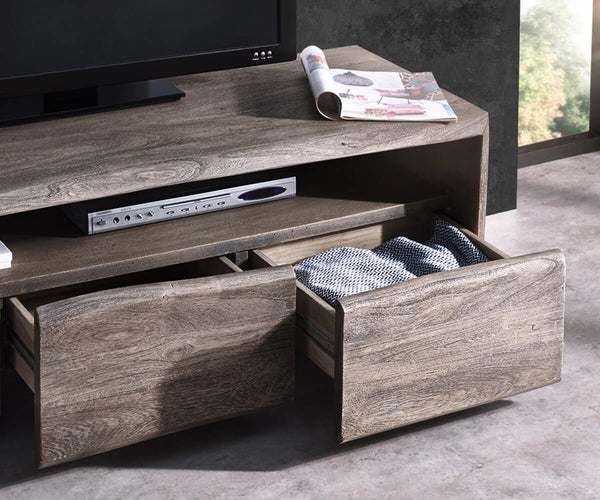 TV Stand Olympus Live-Edge 230 cm Acacia Wood Platinum