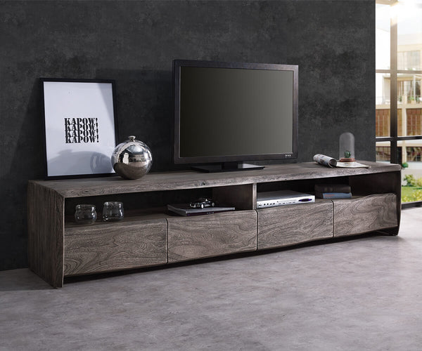 TV Stand Olympus Live-Edge 230 cm Acacia Wood Platinum