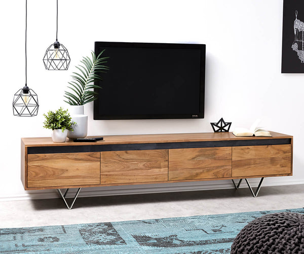 TV Stand Stonegrace 200 cm Acacia Wood Natural Slate