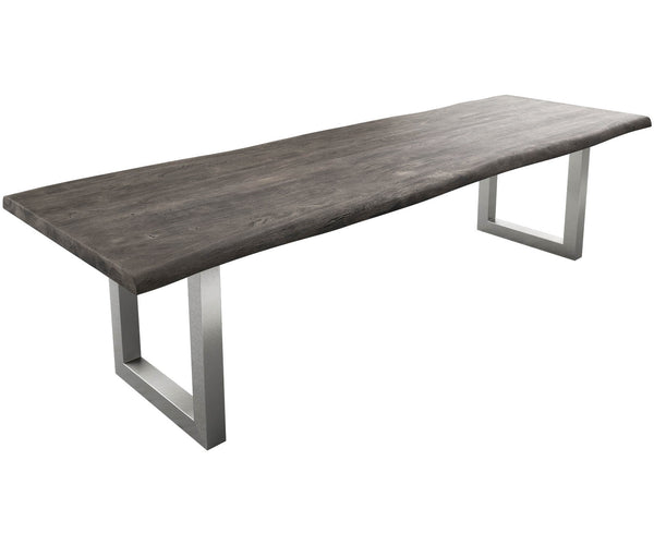 Dining Table Olympus Live Edge Acacia Wood Platinum Square Frame Steel 180-300cm