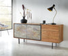 Sideboard Juwelo 175 cm 2 Doors 3 Drawers Acacia Wood Natural Stone Veneer