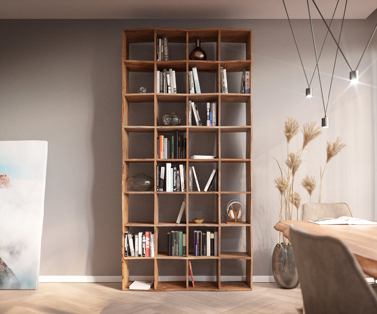 Bookcase Olympus Live-Edge 240X120 cm Acacia Wood Natural