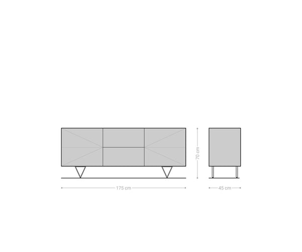 Sideboard Wyatt 175 cm 3D Look In The Middle Acacia Wood Natural