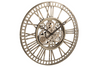 Wall Clock Roman Numerals Visible Mechanism 60cm Metal Antique Gold