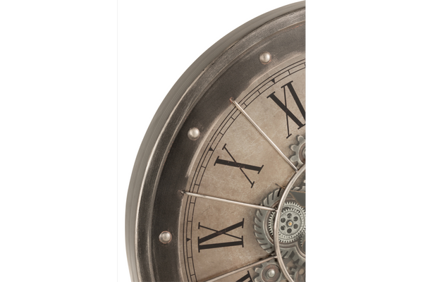 Wall Clock Roman Numerals With Visible Mechanism 80cm Metal