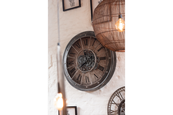 Wall Clock Roman Numerals With Visible Mechanism 80cm Metal