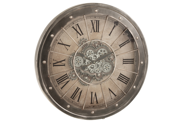 Wall Clock Roman Numerals With Visible Mechanism 80cm Metal