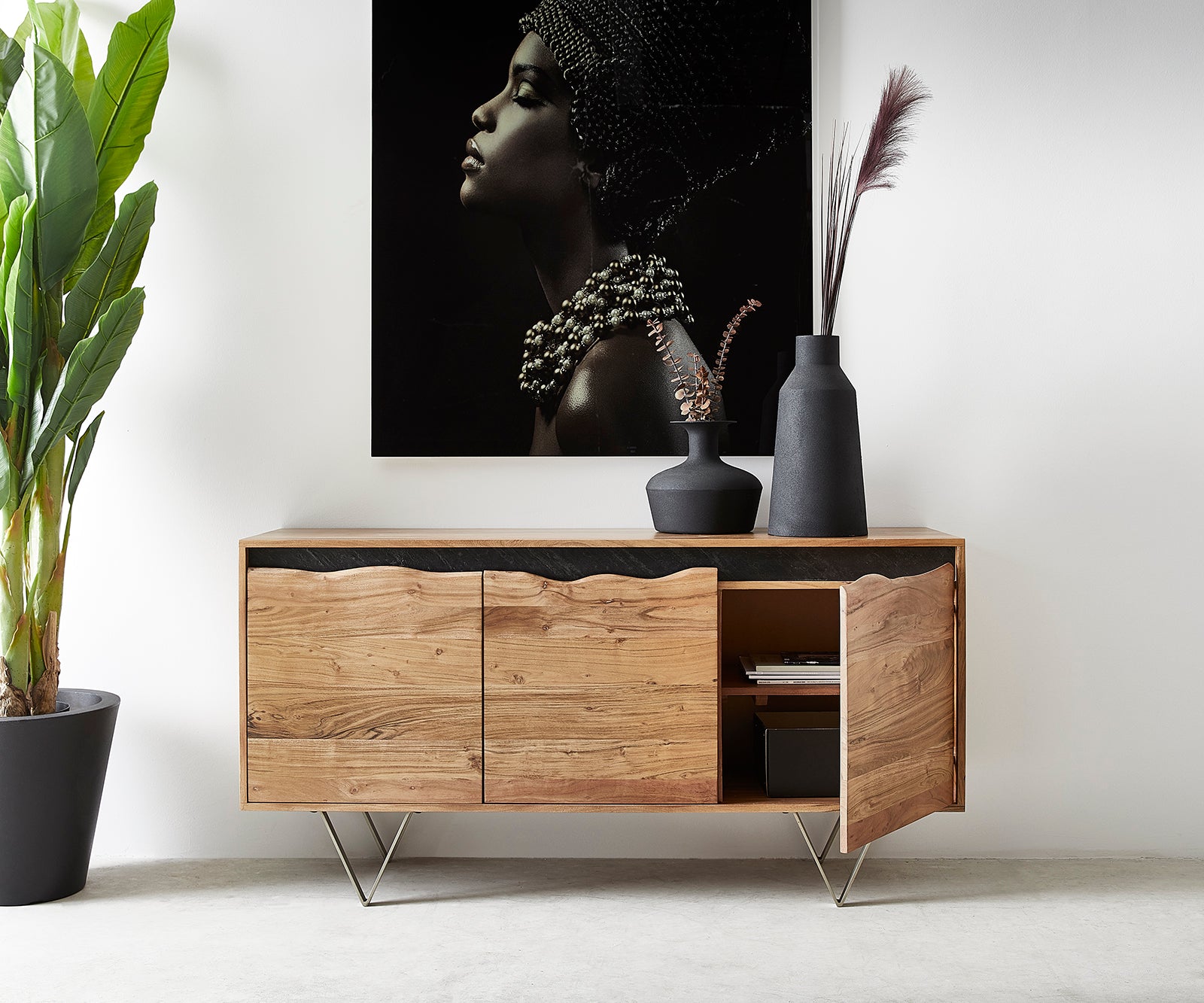 Sideboard Stonegrace 147-200 cm Acacia Wood Natural