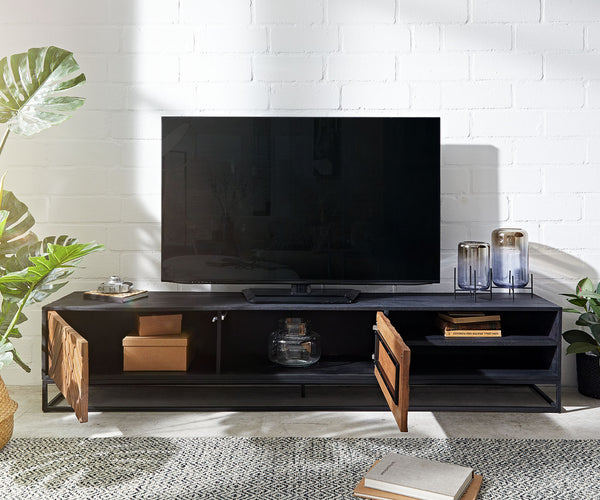 TV Stand Famke 200 cm With Compartments Mango & Teak Wood