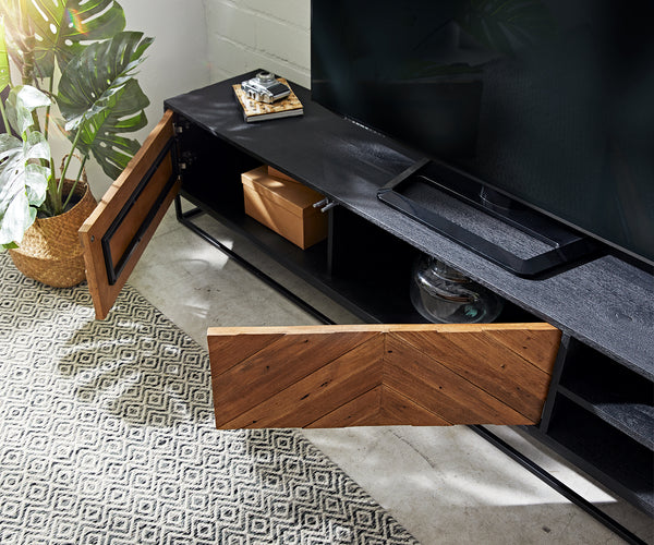 TV Stand Famke 200 cm With Compartments Mango & Teak Wood