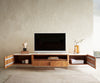 Floating TV Stand Secara 220cm Acacia Wood Natural 2 Doors 2 Compartments