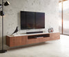 Floating TV Stand Secara 220cm Acacia Wood Brown 2 Doors 2 Compartments