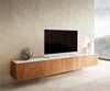 Floating TV Stand Secara 220cm Acacia Wood Natural 4 Doors