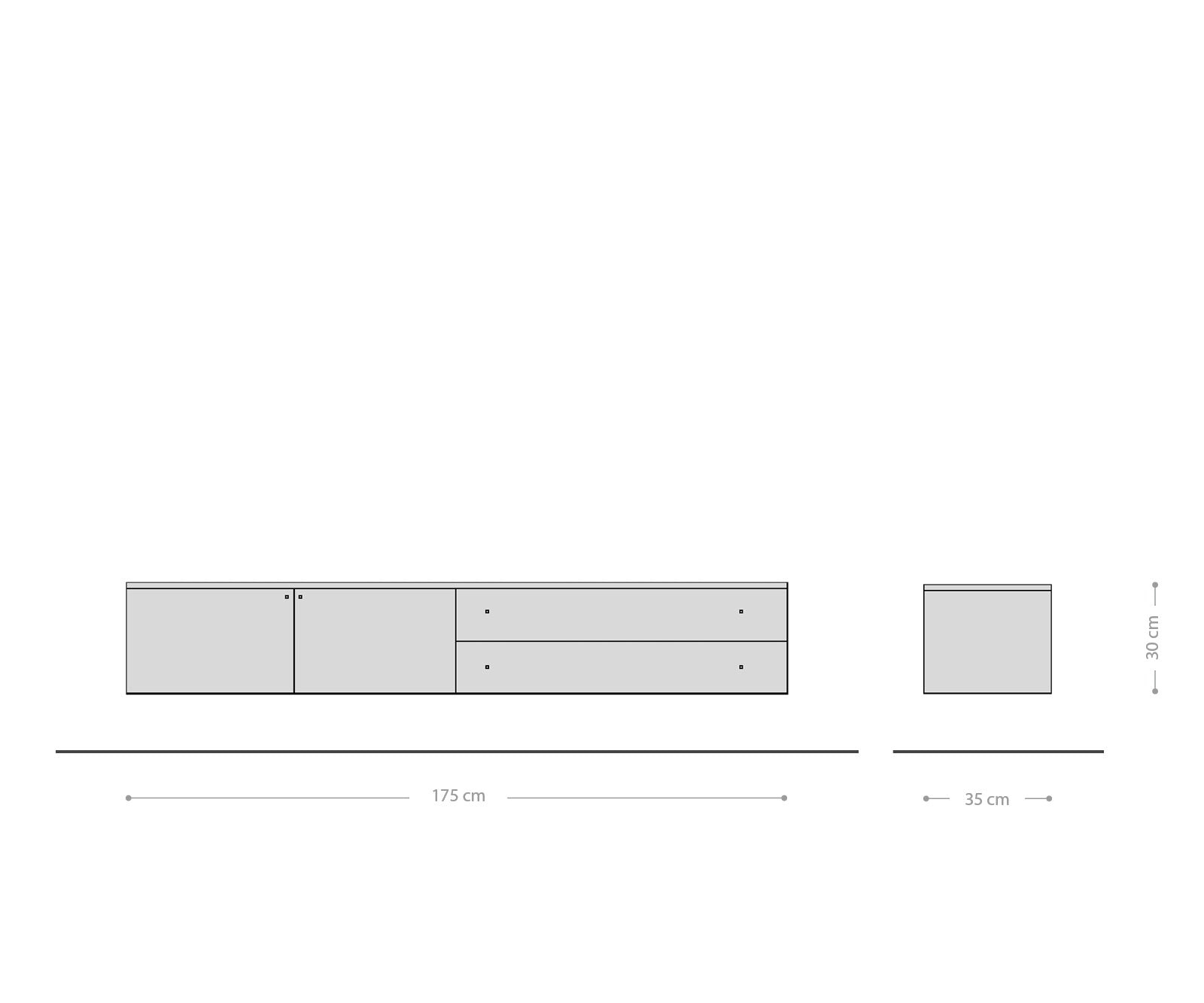 Floating TV Stand Bahan 175 cm Mango Wood Teak Marble Top