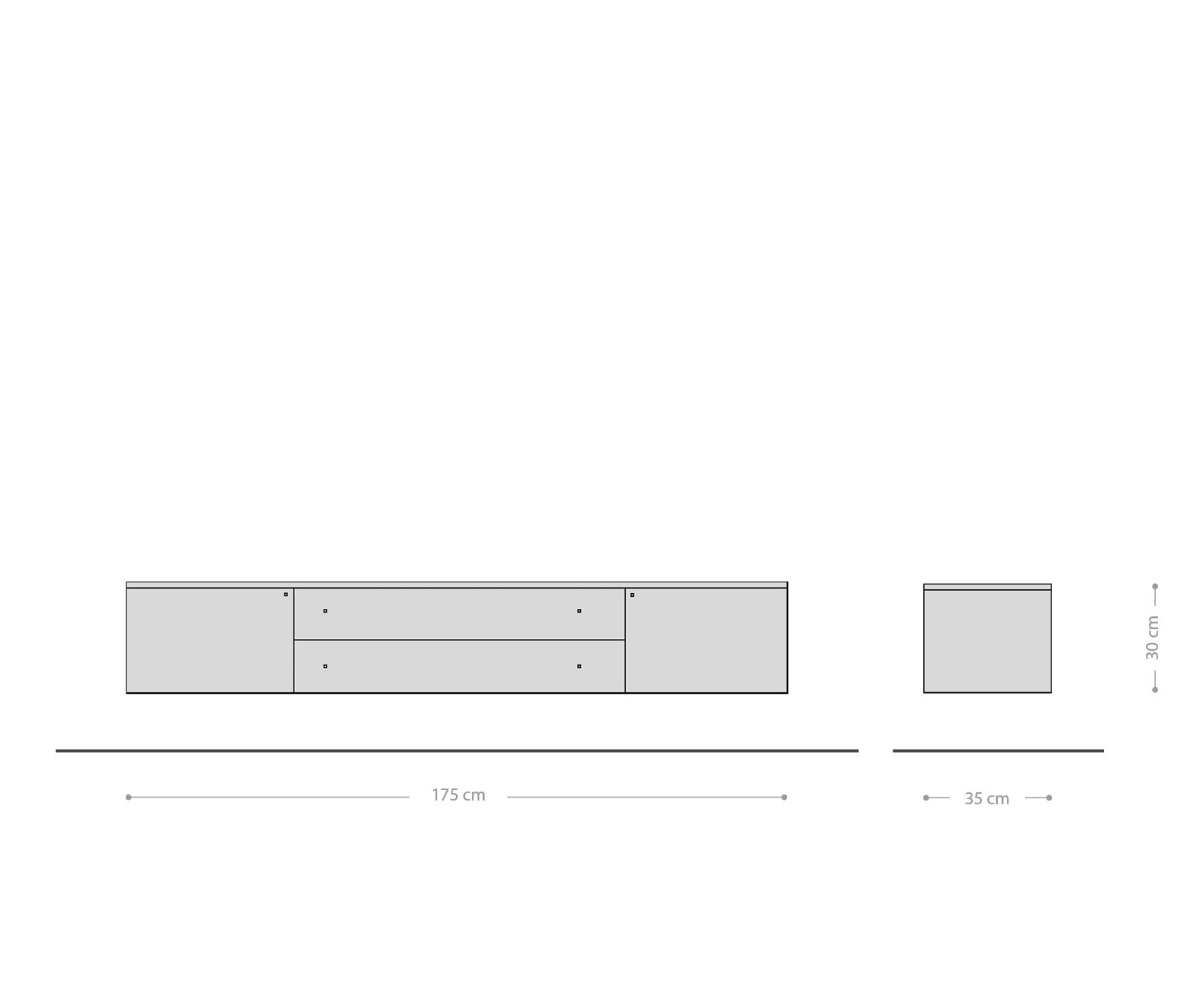 Floating TV Stand Bahan 175 cm Centre Drawers Mango Wood Teak Marble Top