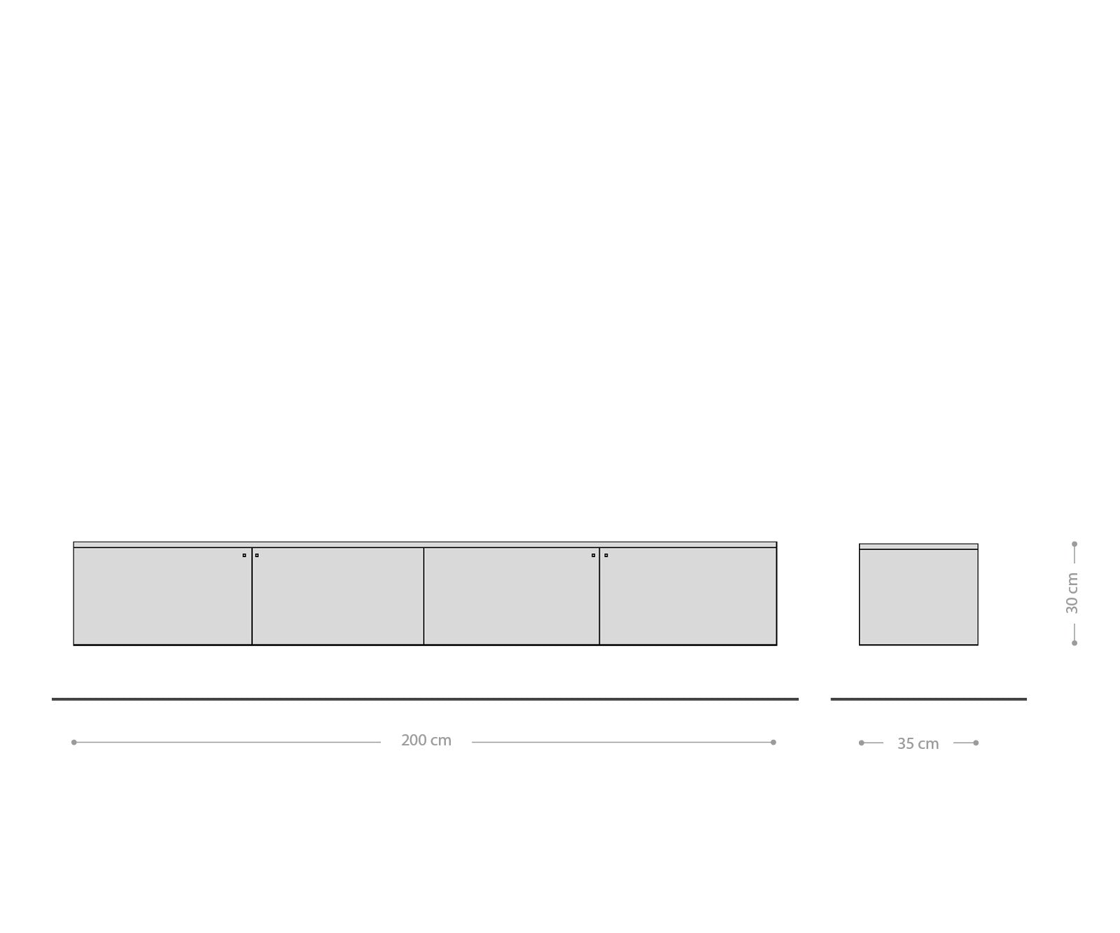 Floating TV Stand Bahan 200 cm 4 Doors Mango Wood Teak Marble Top