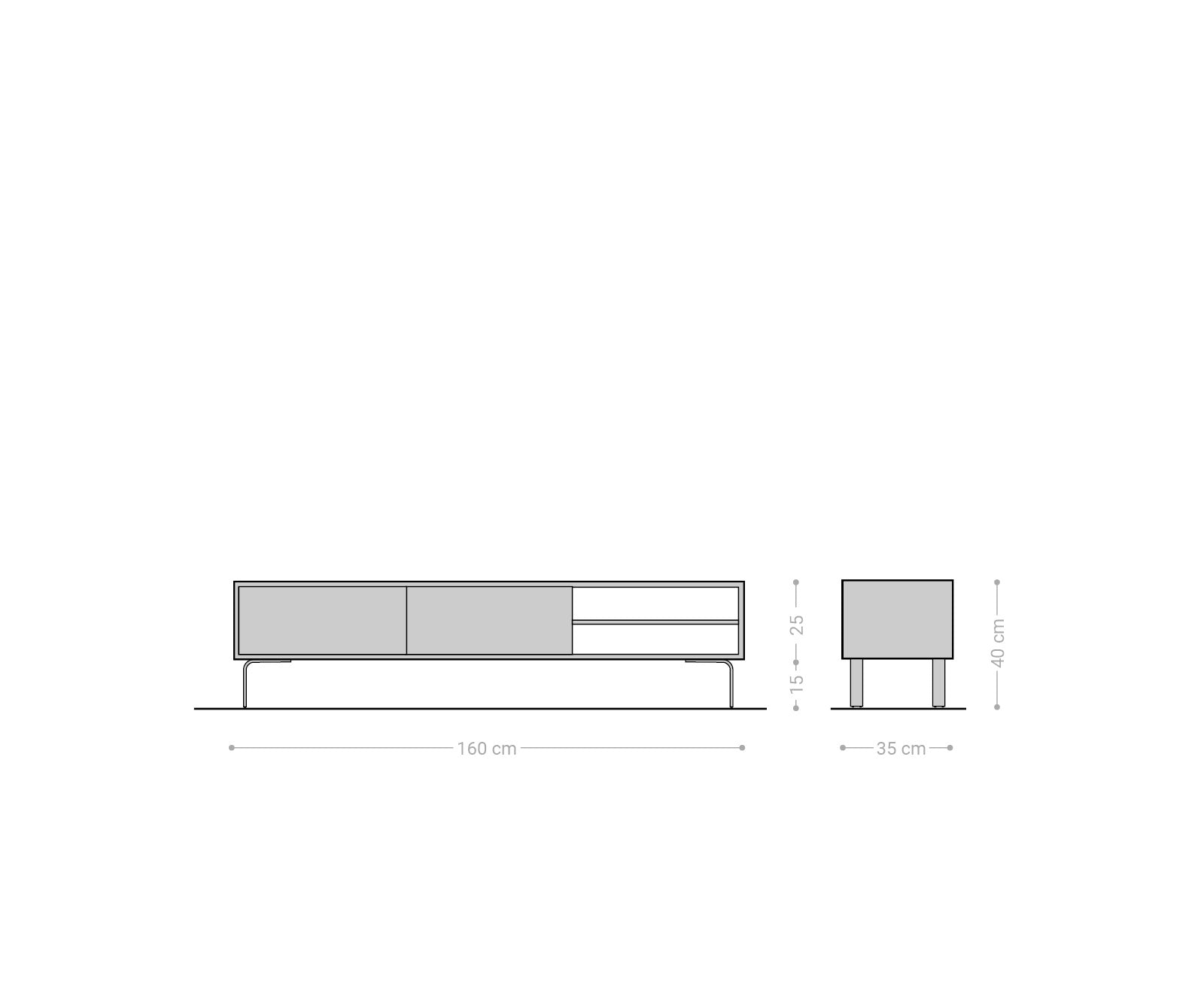 TV Stand Fevo 160-200 cm Acacia Wood Natural 2 Doors 2 Compartments