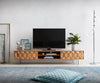 TV Stand Fevo 160-200 cm Acacia Wood Natural 2 Doors 2 Compartments