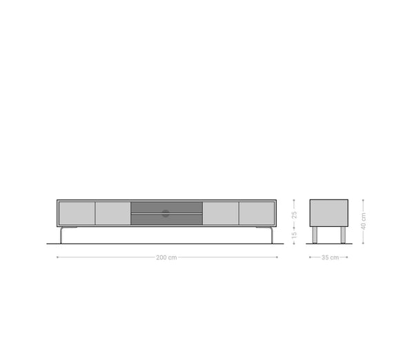 TV Stand Fevo 160-200 cm Acacia Wood Natural 2 Doors 2 Compartments