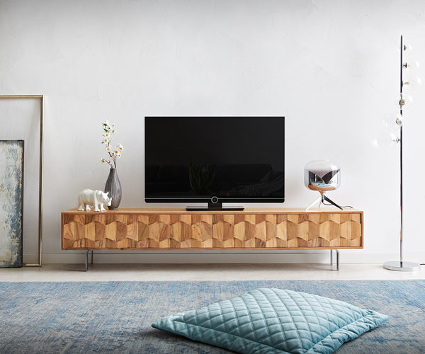 TV Stand Fevo 200-220 cm Acacia Wood Natural 4 Doors