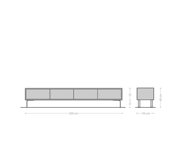 TV Stand Fevo 200-220 cm Acacia Wood Natural 4 Doors