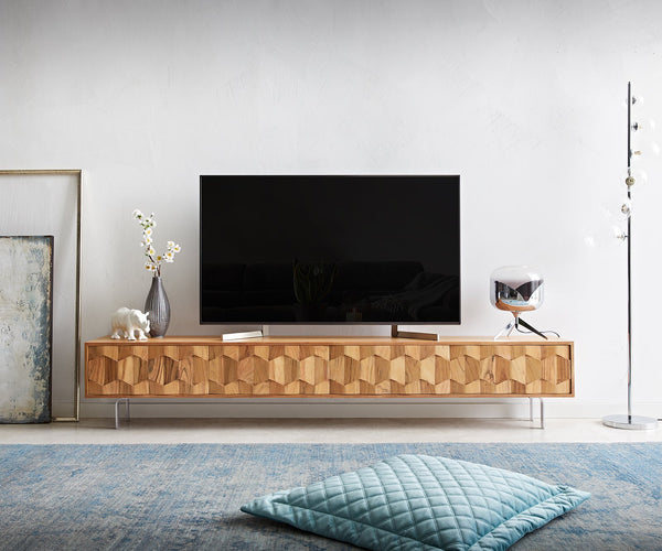 TV Stand Fevo 200-220 cm Acacia Wood Natural 4 Doors