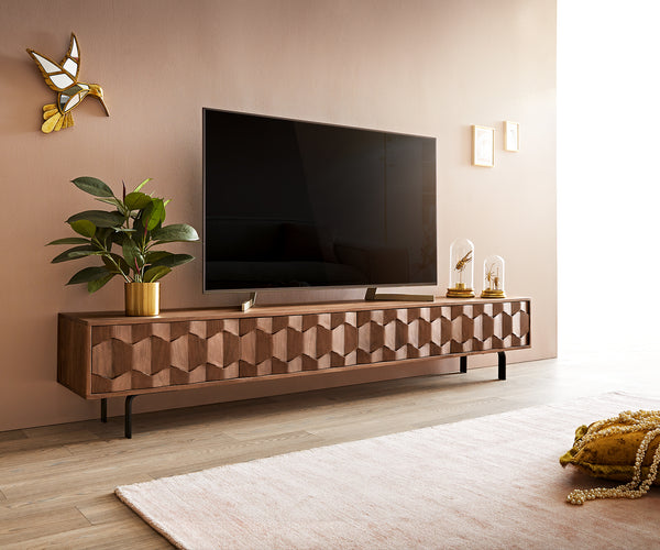 TV Stand Fevo 220 cm Acacia Wood Brown 4 Doors