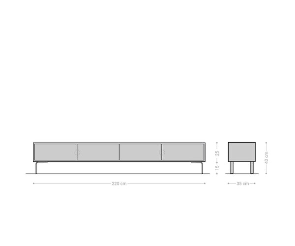 TV Stand Fevo 220 cm Acacia Wood Brown 4 Doors