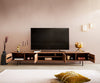 TV Stand Fevo 240 cm Acacia Wood Brown 4 Doors 2 Compartments