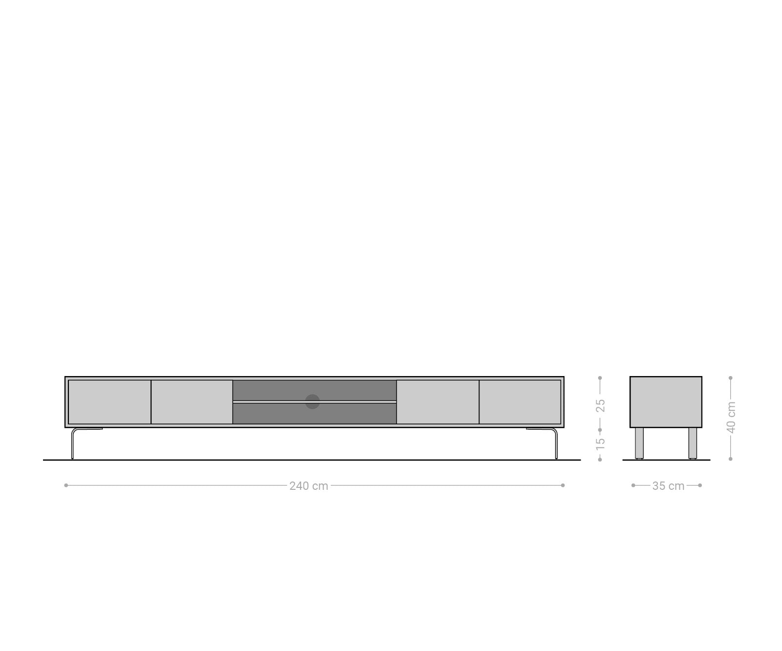 TV Stand Fevo 240 cm Acacia Wood Brown 4 Doors 2 Compartments