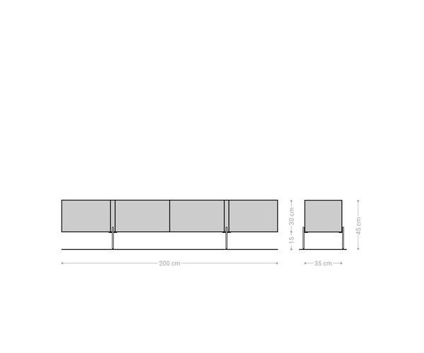 TV Stand Secara 200cm Acacia Wood Natural 4 Doors