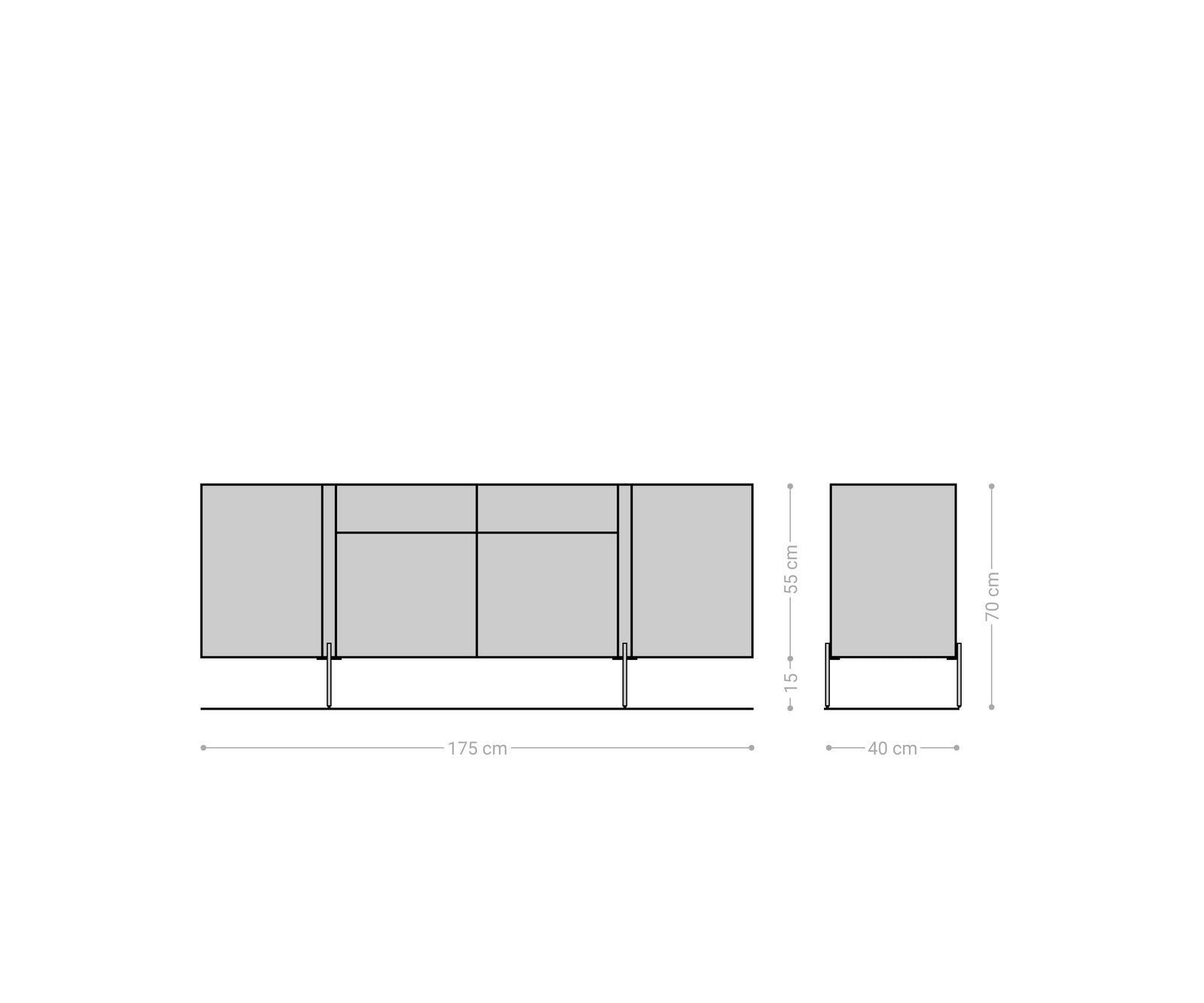 Sideboard Secara 175cm Acacia Wood Natural 4 Doors 2 Drawers