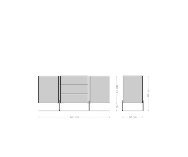 Sideboard Secara 145cm Acacia Wood Brown 2 Doors 3 Drawers