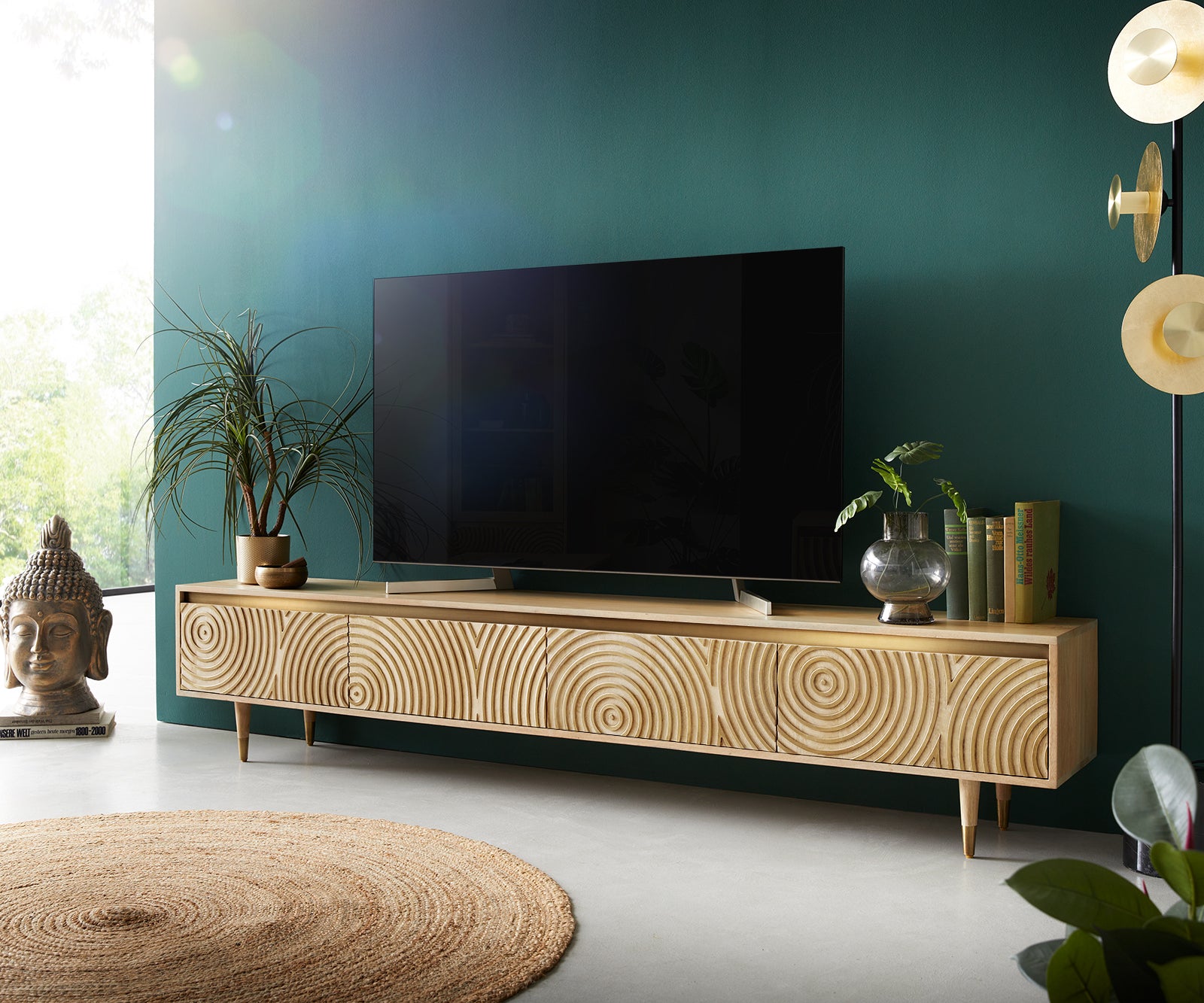 TV Stand Budaya 220 cm 4 Doors Mango Wood Natural