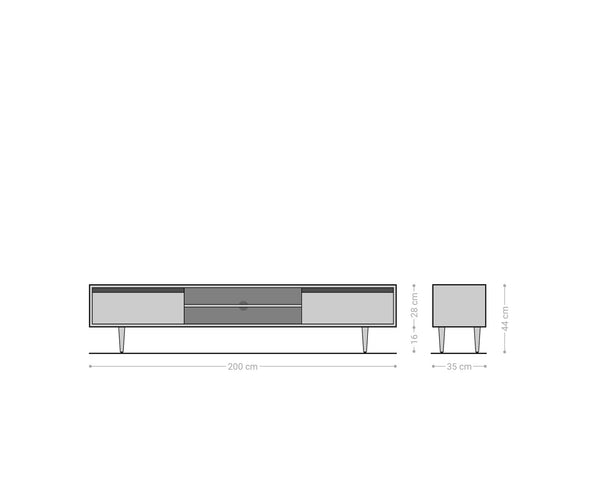 TV Stand Budaya 200 cm 2 Doors 2 Compartments Mango Wood Natural Foot Round