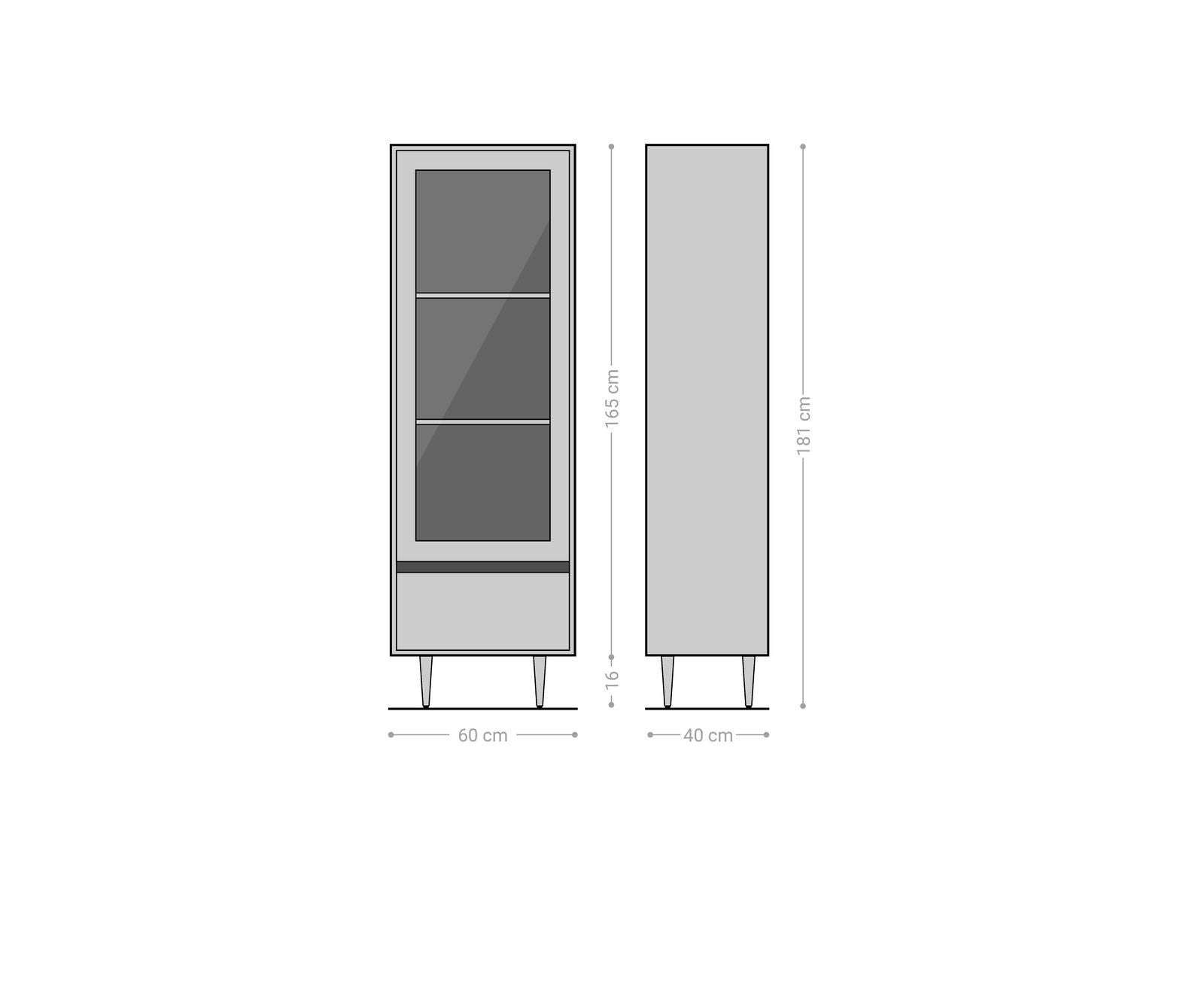 Display Cabinet Budaya 60x180cm 2 Doors Mango Wood Natural