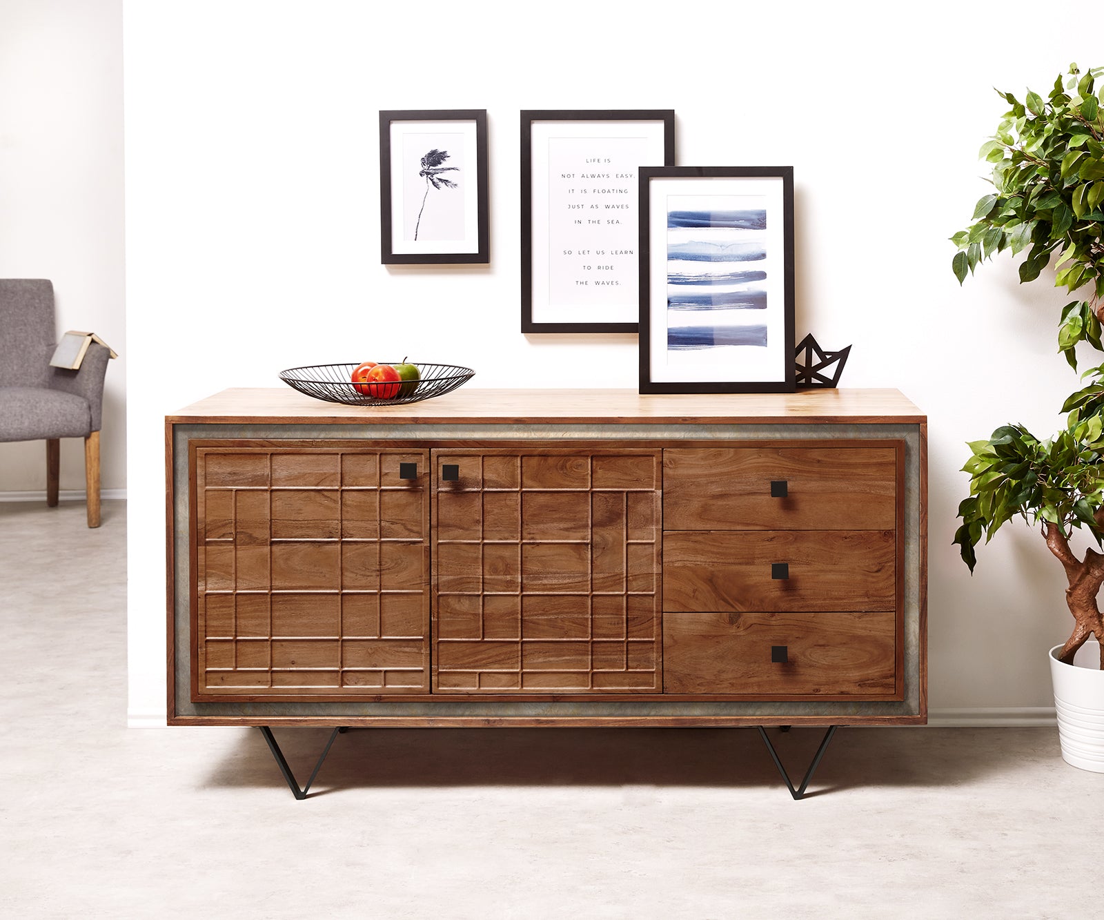 Sideboard Stonegrace 150 cm Acacia Wood Brown