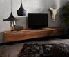 TV Stand Stonegrace 240 cm 4 Doors Acacia Wood Brown Slate V-Leg Black