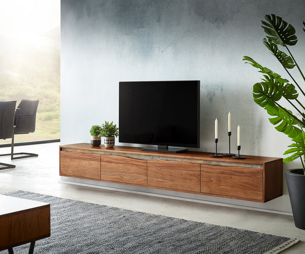 Floating TV Stand Stonegrace 220 cm Acacia Wood Brown