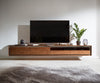 Floating TV Stand Stonegrace 175-240 cm Acacia Wood Brown Stone Veneer