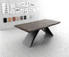 Dining Table Olympus Live Edge Acacia Wood Platinum V-Frame Black 180-300cm