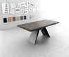 Dining Table Olympus Live Edge Acacia Wood Platinum V-Frame Black 180-300cm
