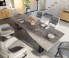 Dining Table Olympus Live Edge Acacia Wood Platinum Square Frame Slim Black 160-300cm