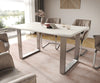 Dining Table Olympus Live Edge Neem Wood White Square Frame Slim Steel 140-260cm